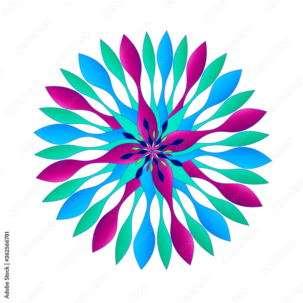 Beautiful graphic motifs in three different formats.  Colorful abstract sprial spinner-like design.  Two images with borders and text area.