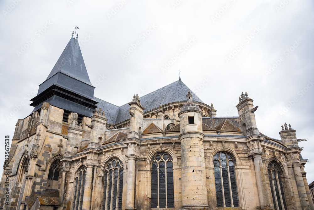 Church of Saint-Jacques and Saint-Christophe in Houdan, Ile-deFrance, France. Back view.
