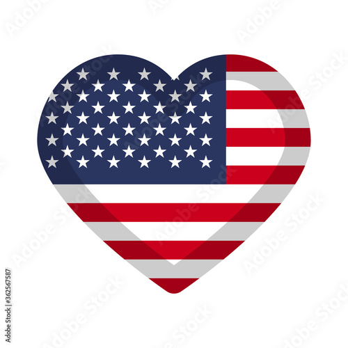 America flag heart graphic element Illustration template