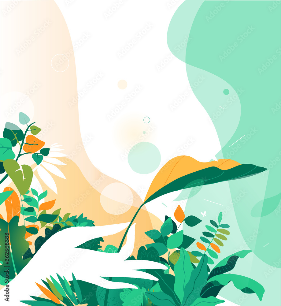 Una mano che tiene una foglia. Design floreale Una mano che tiene una foglia. Design floreale