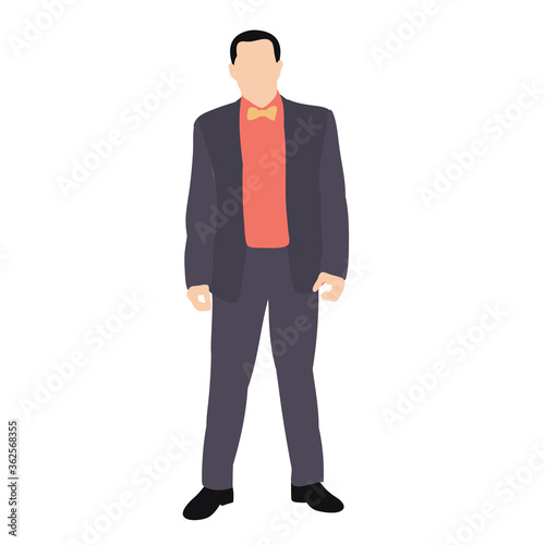 vector, isolated, without face, in flat style, male businessman