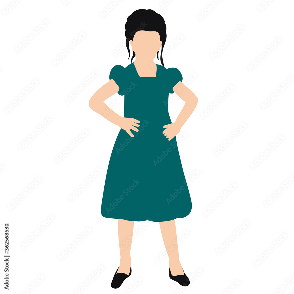 vector, isolated, without face, in flat style, child girl vector, isolated, without face, in flat style, child girl