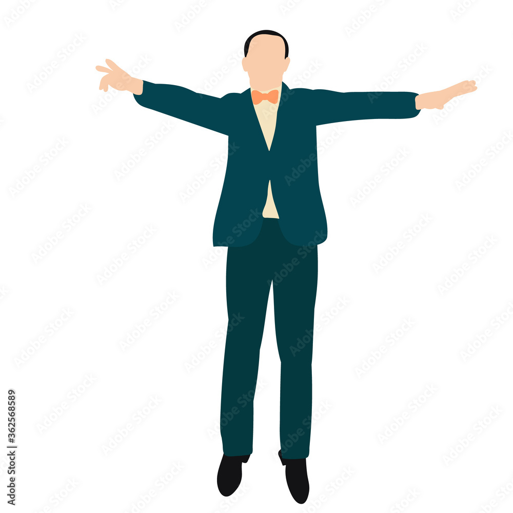 isolated, without face, in flat style, man jumping isolated, without face, in flat style, man jumping