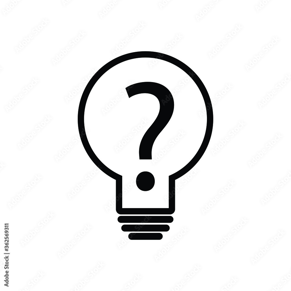 Light bulb icon vector, lamp icon logo. Idea icon with question mark Light bulb icon vector, lamp icon logo. Idea icon with question mark