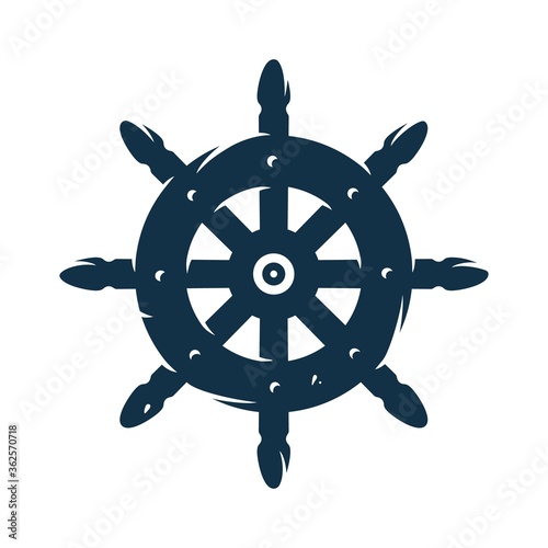 Silhouette of sail. Nautical helm. Marine cruises