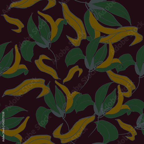 Seamless Big flowers on Maroon Background. Fabric Vector Patterns. Gift wrapping illustrations, Designs Floral Design