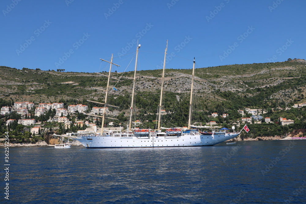 DUBROVNIC CROATIA 20 07 2019 Amazing view from the Adriatic sea boat view summer day Dubrovnik croatia