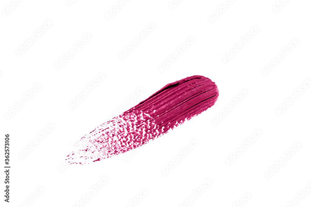 Red concealer swatch isolated on white background.