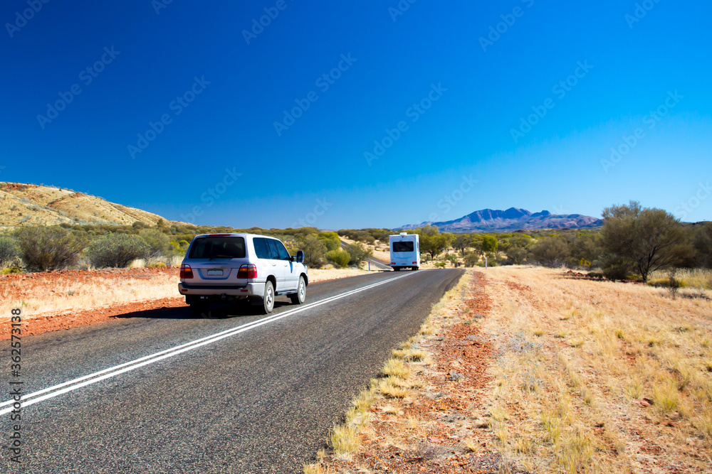 Driving toward Mt Zeil in the West MacDonnell Ranges Driving toward Mt Zeil in the West MacDonnell Ranges