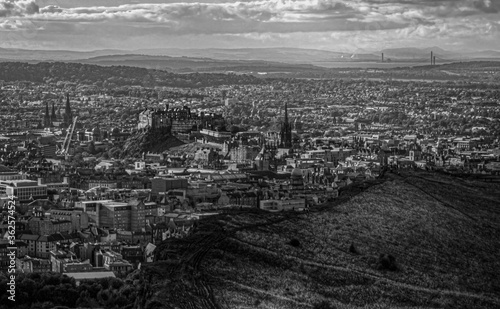 Edinburgh from Arthur's seat monochrome