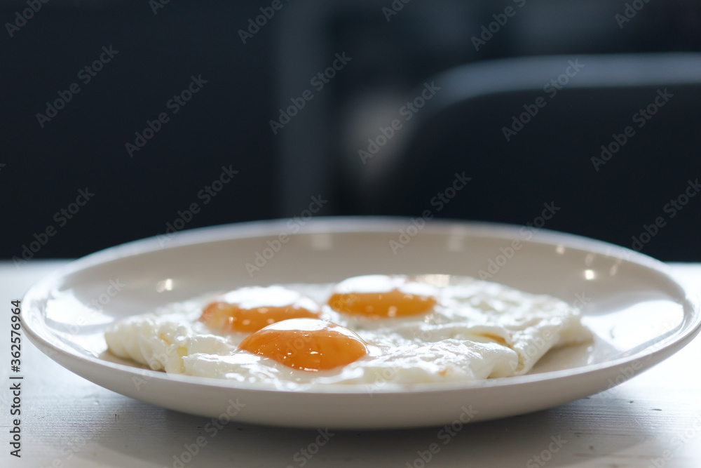Three fried eggs for healthy breakfast. Three fried eggs for healthy breakfast.