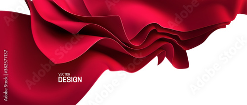 Red streaming fabric. Abstract background
