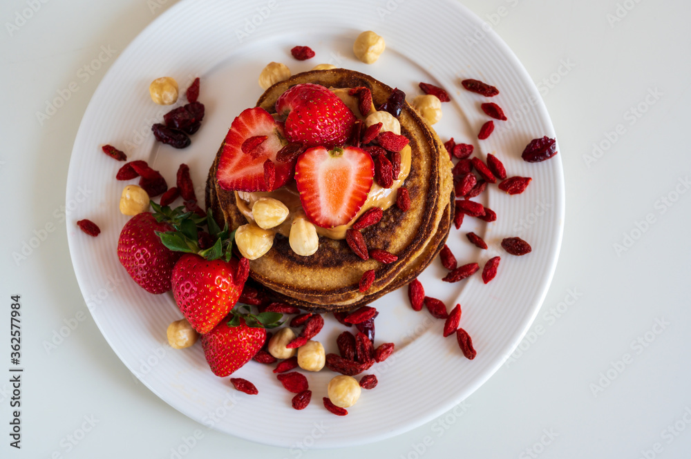 Delicious pancakes with strawberries Delicious pancakes with strawberries