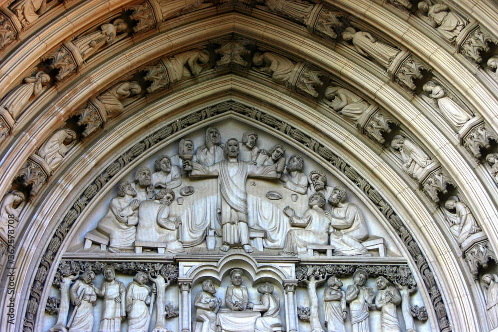 Gothic Revival sculputres on National Cathedral of Washington DC