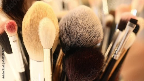a lot of brushes for makeup and visage spin, close-up