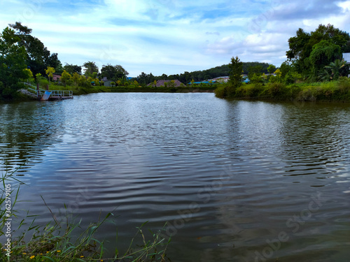 Reservoir in the community For farming Nature background
