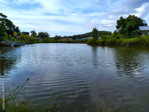 Reservoir in the community For farming Nature background