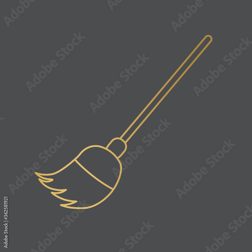 golden broom icon- vector illustration
