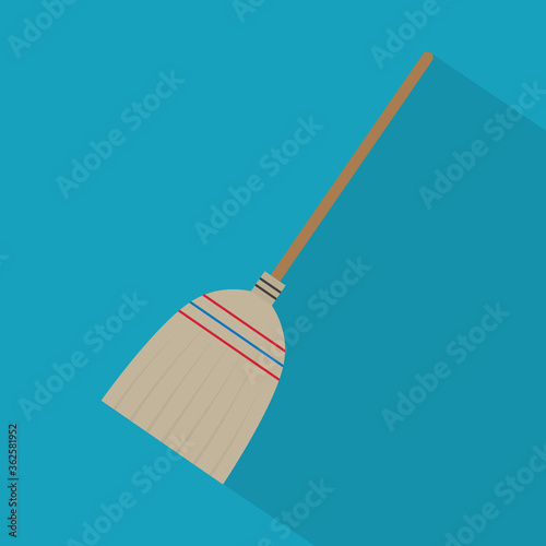 straw broom icon- vector illustration