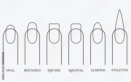 Forms of nails for manicure. Vector objects on a white background. EPS 10