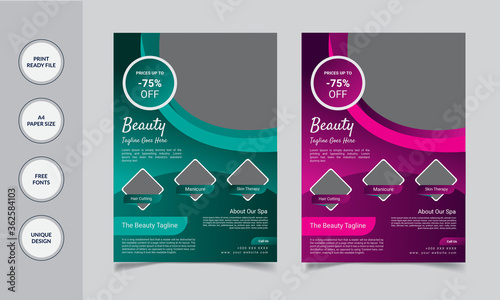 Minimalist spa and healthcare Design template Vector Spa Flyer Template. Beauty Print Template.