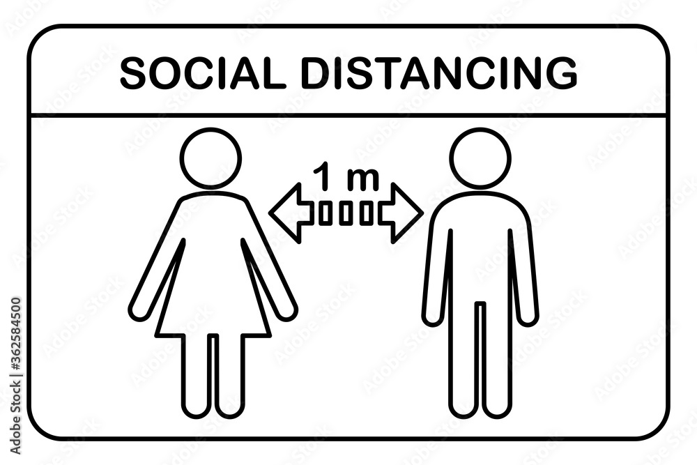 Social distancing icon. Keep Safe Distance 1 meter.Quarantine measures sign coronavirus. Symbol people with arrow distance between.Can be used stand in a line queue public offices and banks. Social distancing icon. Keep Safe Distance 1 meter.Quarantine measures sign coronavirus. Symbol people with arrow distance between.Can be used stand in a line queue public offices and banks.
