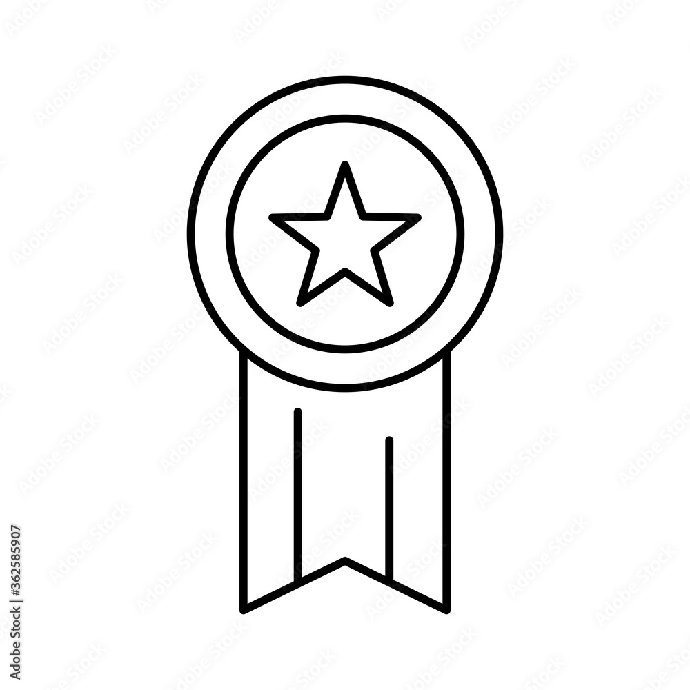 Medal with star line style icon design, Winner first competition success and sport theme Vector illustration Medal with star line style icon design, Winner first competition success and sport theme Vector illustration