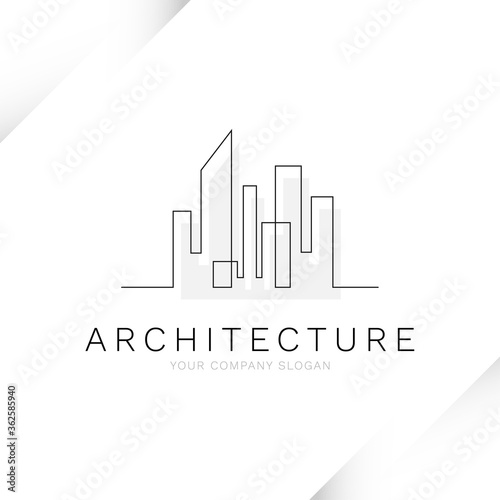 Architecture building construction real estate company logo design isolated abstract background vector illustration