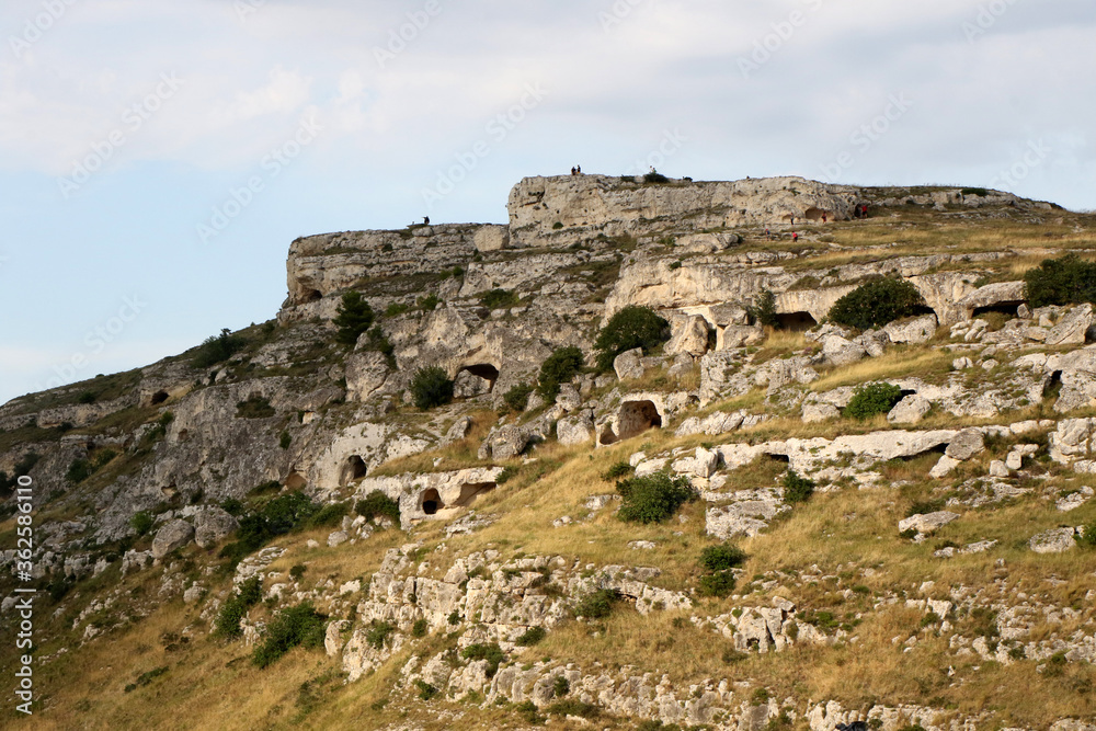 Overview of the ravine of Matera (Gravina of Matera), Basilicata, Italy