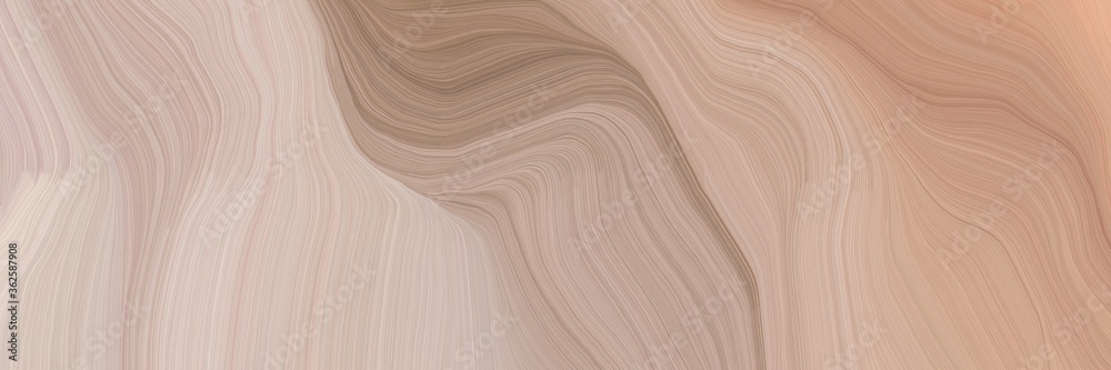 Naklejka premium unobtrusive banner with elegant modern soft swirl waves background design with tan, pastel brown and pastel gray color