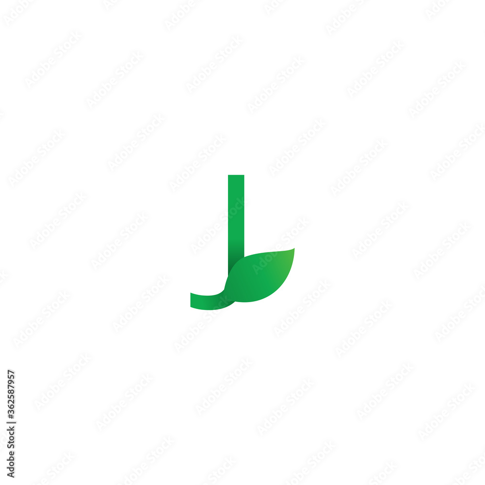 Illustration Vector Graphic of J Letter Leaf. Perfect to use for Nature Company