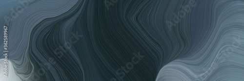 inconspicuous banner with colorful smooth swirl waves background design with dark slate gray, slate gray and ash gray color