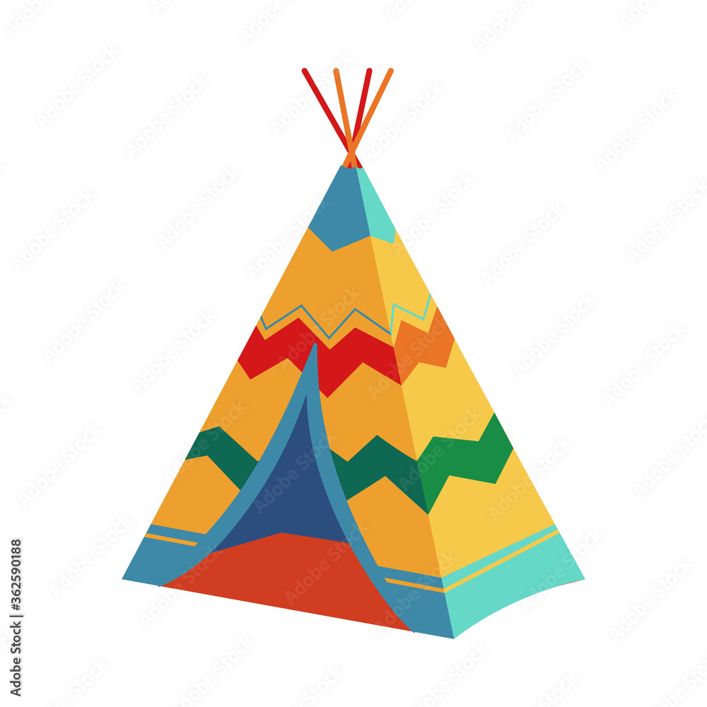 Vecteur Stock Childrens Wigwam, Tipi, Teepee, Traditional Wild West Cowboys  and Indians Indoor, Outdoor Play Tent for Garden Game. Vector Illustration  on a White Background | Adobe Stock