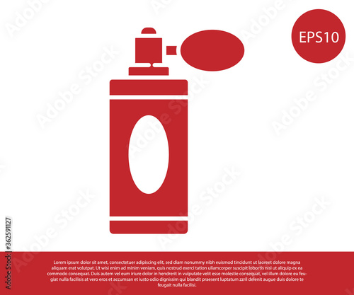 Red Aftershave bottle with atomizer icon isolated on white background. Cologne spray icon. Male perfume bottle. Vector Illustration.