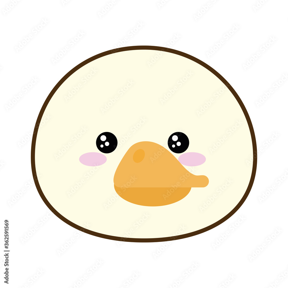Cute duck cartoon line and fill style icon design, Kawaii animal zoo life nature and character theme Vector illustration Cute duck cartoon line and fill style icon design, Kawaii animal zoo life nature and character theme Vector illustration