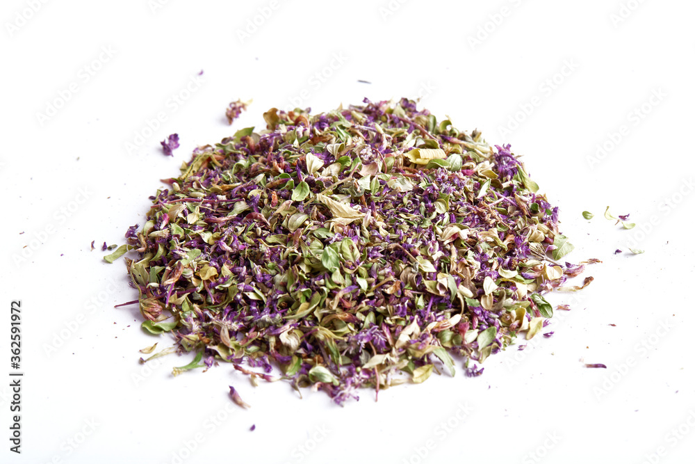 Dried thyme. Thyme close up, macro. Thyme texture Dried thyme. Thyme close up, macro. Thyme texture