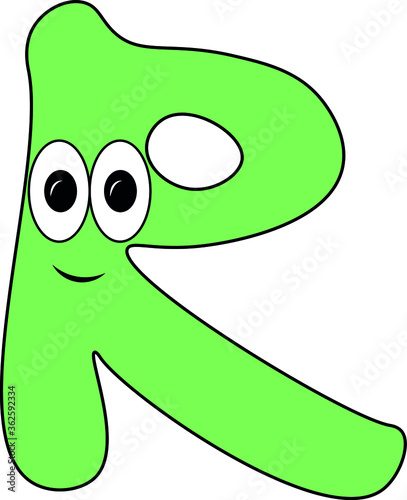 Obraz na płótnie Funny children's colorful bright alphabet. The Letter R. Funny round surprised eyes. A friendly image. Joking friends of the letter. w salonie