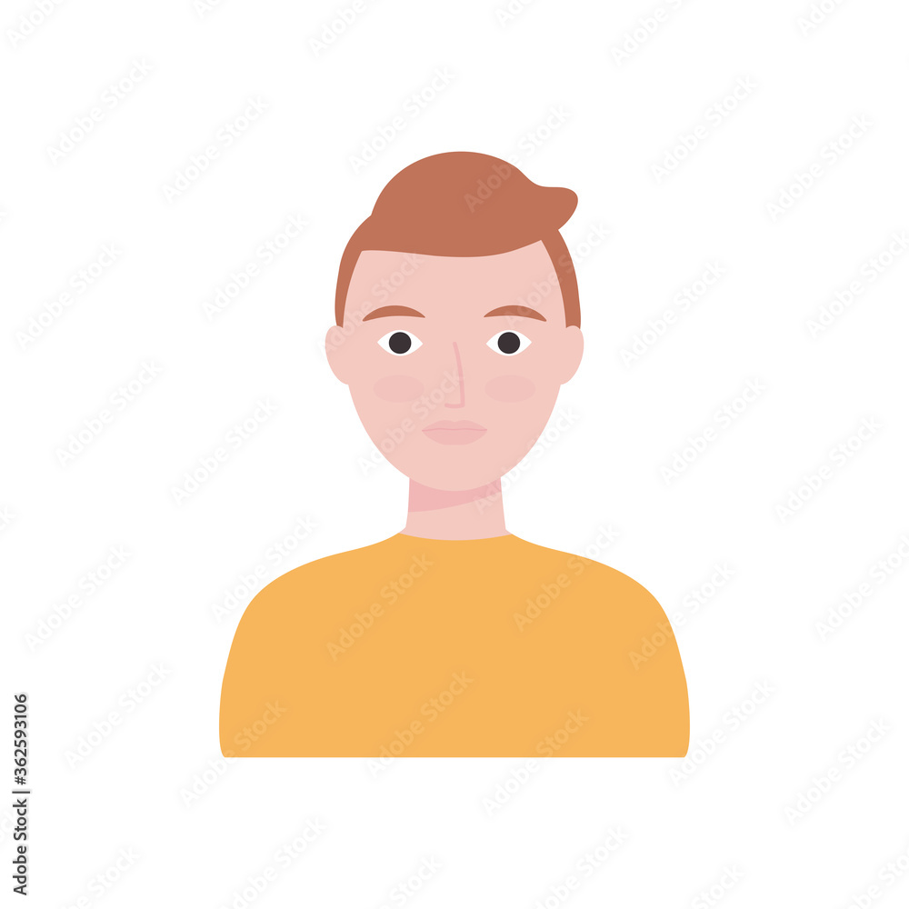 cartoon young man icon, flat style