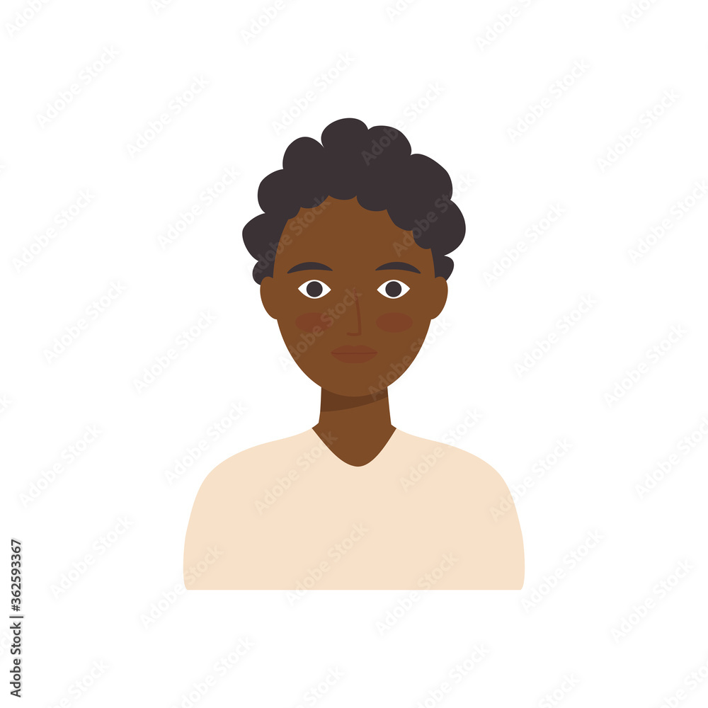 avatar afro man icon, flat style