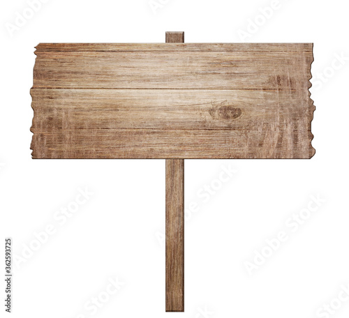 Fototapeta Naklejka Na Ścianę i Meble -  Wooden sign isolated on white background. 3d illustration