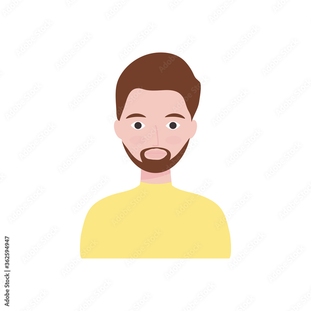 cartoon young man with beard, flat style cartoon young man with beard, flat style