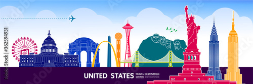 United States travel destination grand vector illustration. 