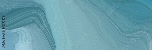 inconspicuous banner with colorful modern soft curvy waves background illustration with cadet blue, teal blue and light steel blue color
