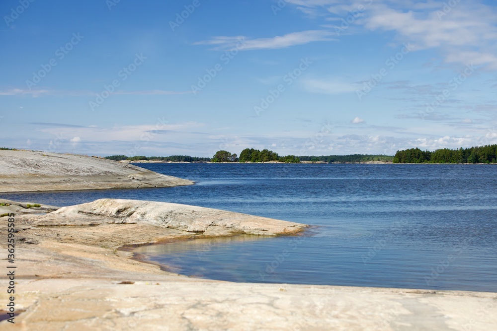 Calm blue sea of the gulf of Finland in summer 