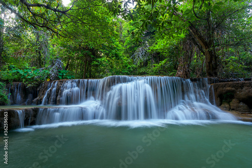 Beautiful deep forest waterfall in Kanchanaburi  Thailand.