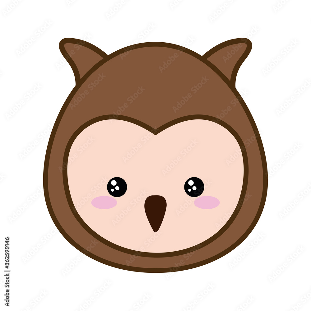 Cute owl cartoon line and fill style icon design, Kawaii animal zoo life nature and character theme Vector illustration Cute owl cartoon line and fill style icon design, Kawaii animal zoo life nature and character theme Vector illustration