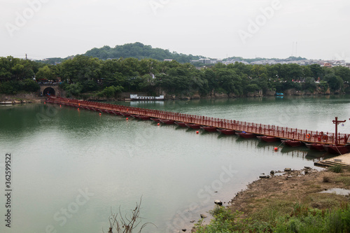 A pontoon bridge over the river