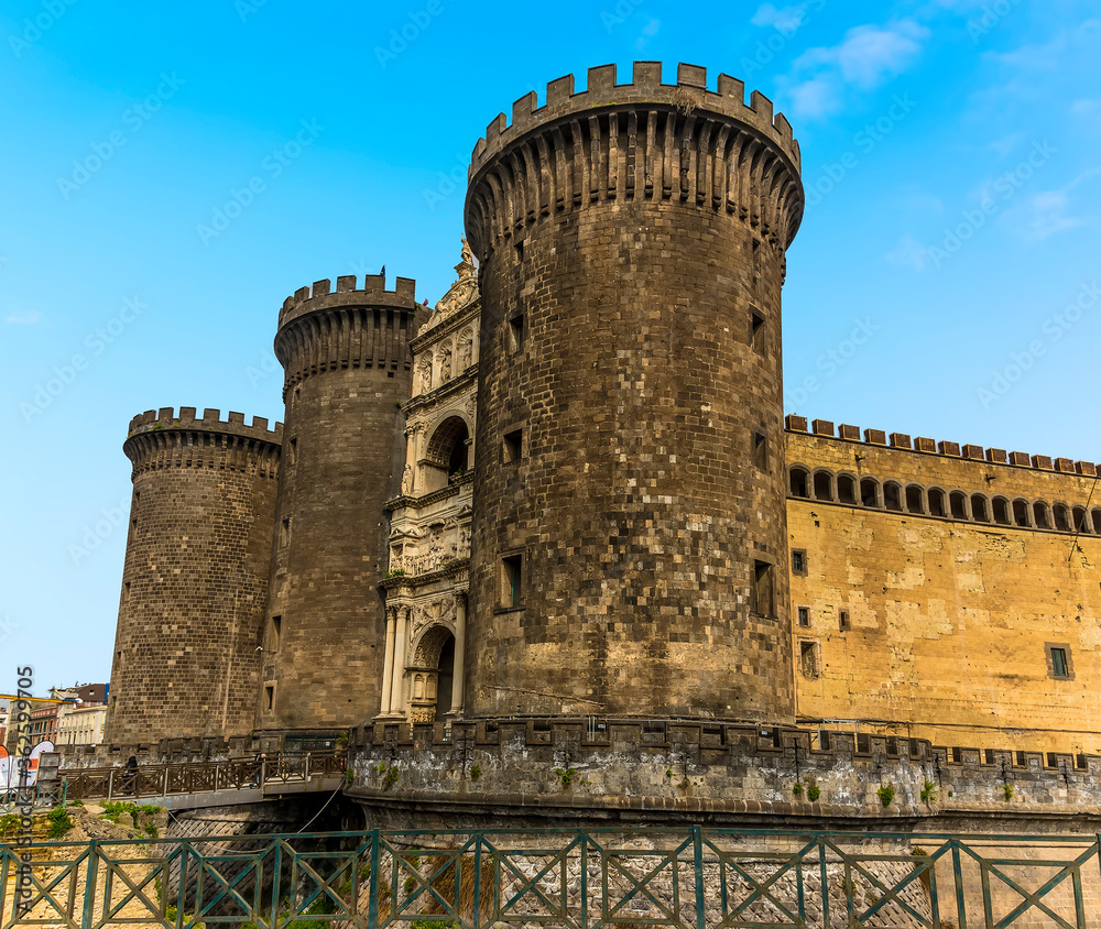A view of the Castel Nuovo in Naples, Italy