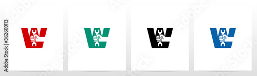 Hand Holding Wrench On Letter Logo Design W