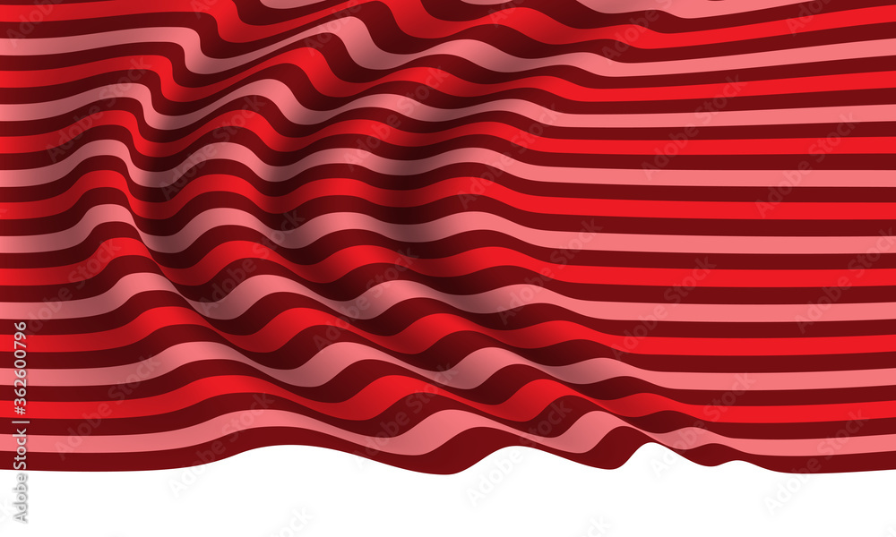 Realistic red tone line fabric wave on white background vector illustration. Realistic red tone line fabric wave on white background vector illustration.